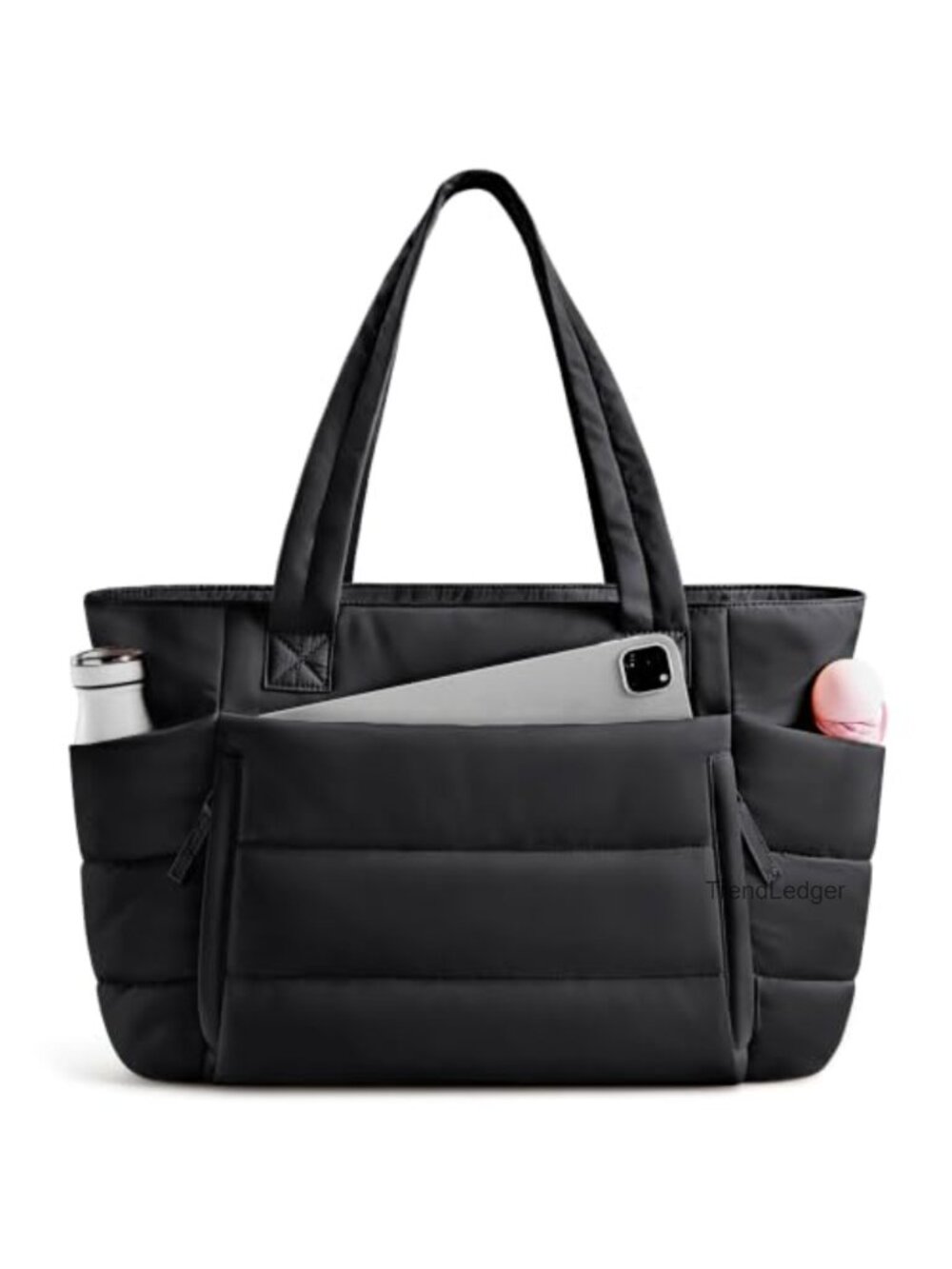 Quilted Puffer Tote Bag Lightweight Zipper Work Travel Laptop Shoulder Bag